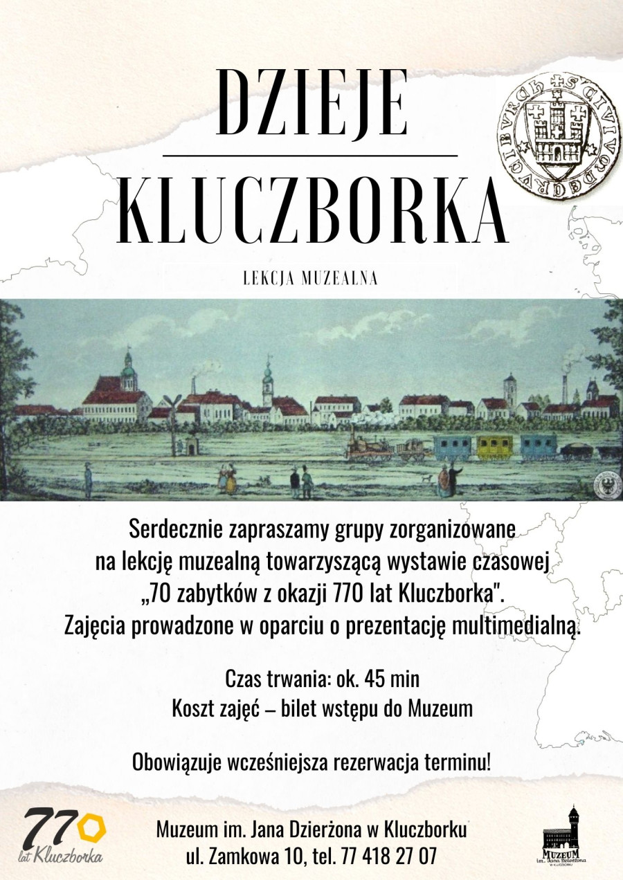 Dzieje Kluczborka - lekcja muzealna (dla grup zorganizowanych) towarzysząca wystawie "70 zabytków z okazji 770 lat Kluczborka"
